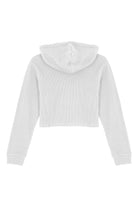 Waffle Kapüşonlu Sweatshirt - Beyaz