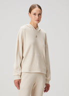 Waffle Oversize Kapüşonlu Sweatshirt - Bej