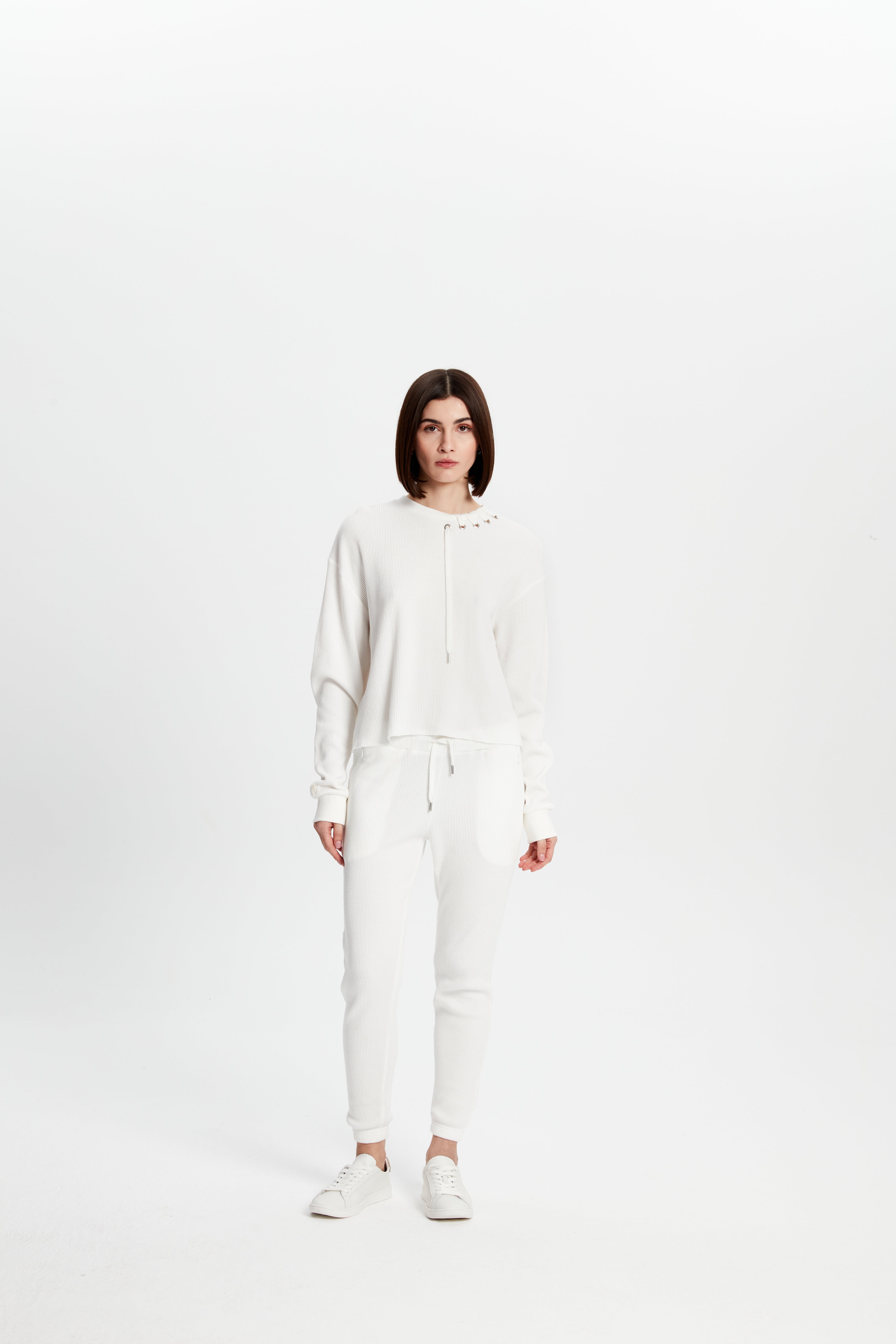 Waffle Sweatshirt - Beyaz