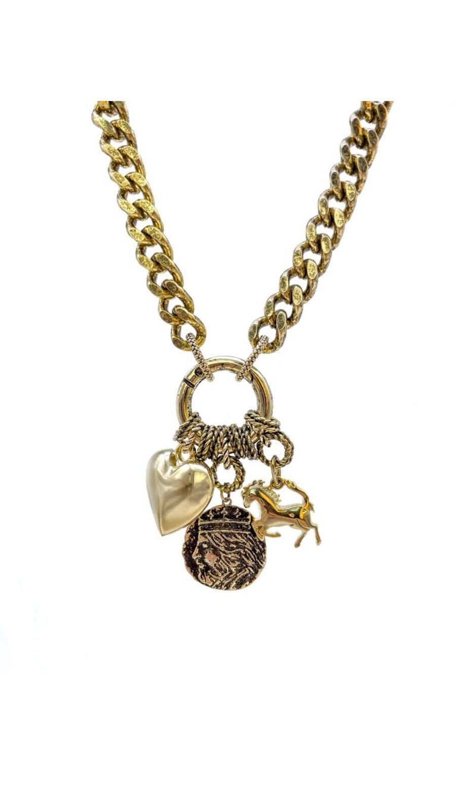 Bayemeyc-Cavaleiro Charm Altın Kaplama Kolye-Kolye-1-Milagron.com