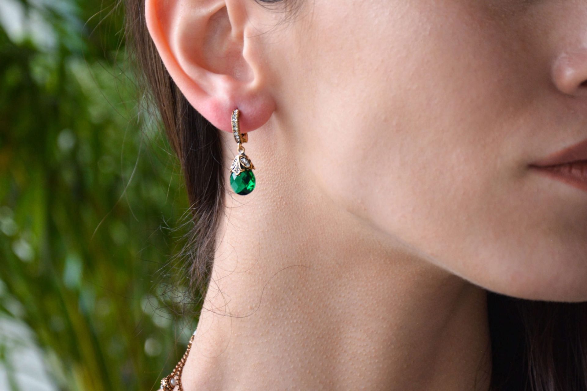 Bayemeyc-Piedra Kri̇stal Taş Bronz Küpe-Küpe-1-Milagron.com