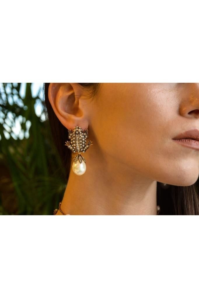 Bayemeyc-Rafalio Kurbağa Doğal İnci̇ Küpe-Küpe-1-Milagron.com