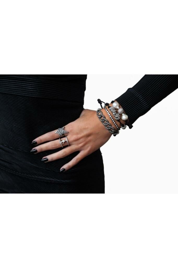 Bayemeyc-Refie 925 Ayar Gümüş Süslemeli̇ Barok İnci̇ Bi̇lekli̇k Si̇yah-Bileklik-2-Milagron.com