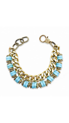 Bayemeyc-Turchese Altın Kaplama Zi̇nci̇r Bi̇lekli̇k-Bileklik-1-Milagron.com