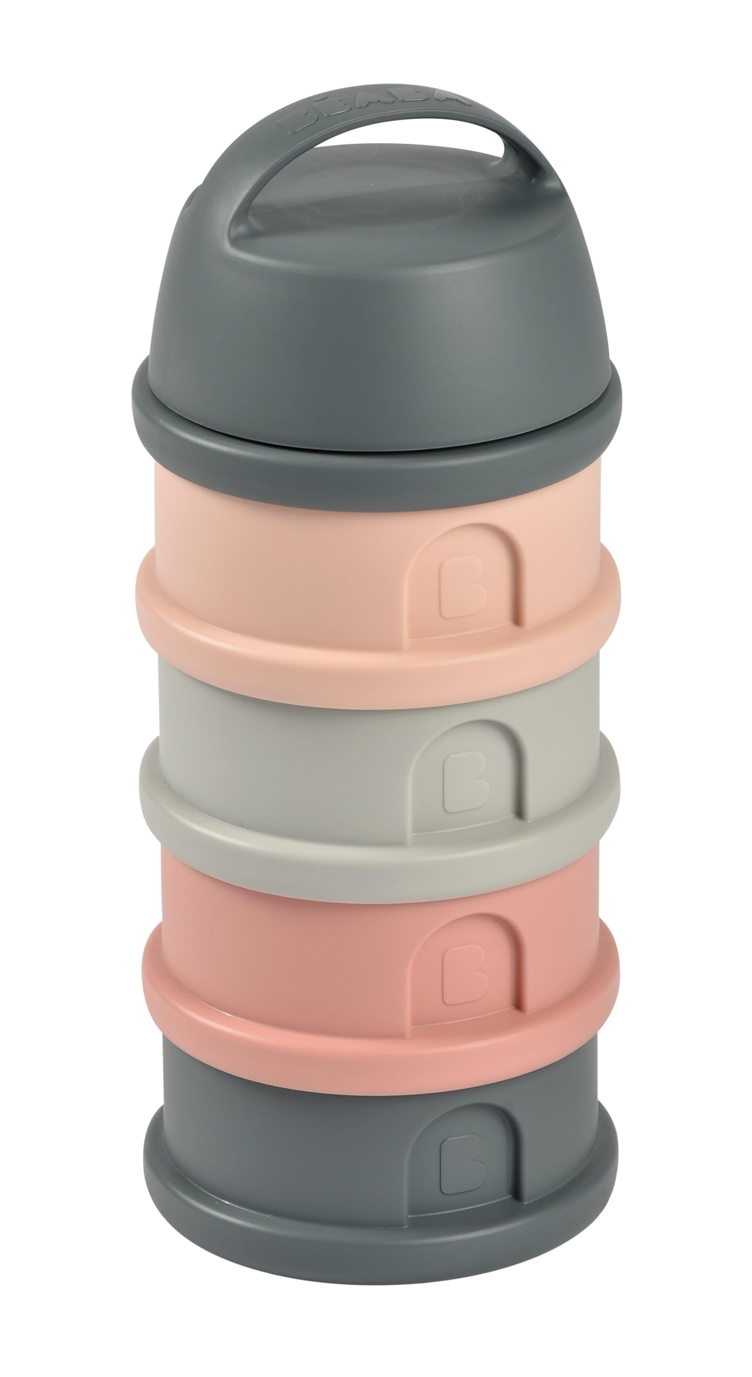 4 Katmanlı Süt Tozu Kutusu Ve Atıştırmalık Kabı (Mineral Grey/ Pink)