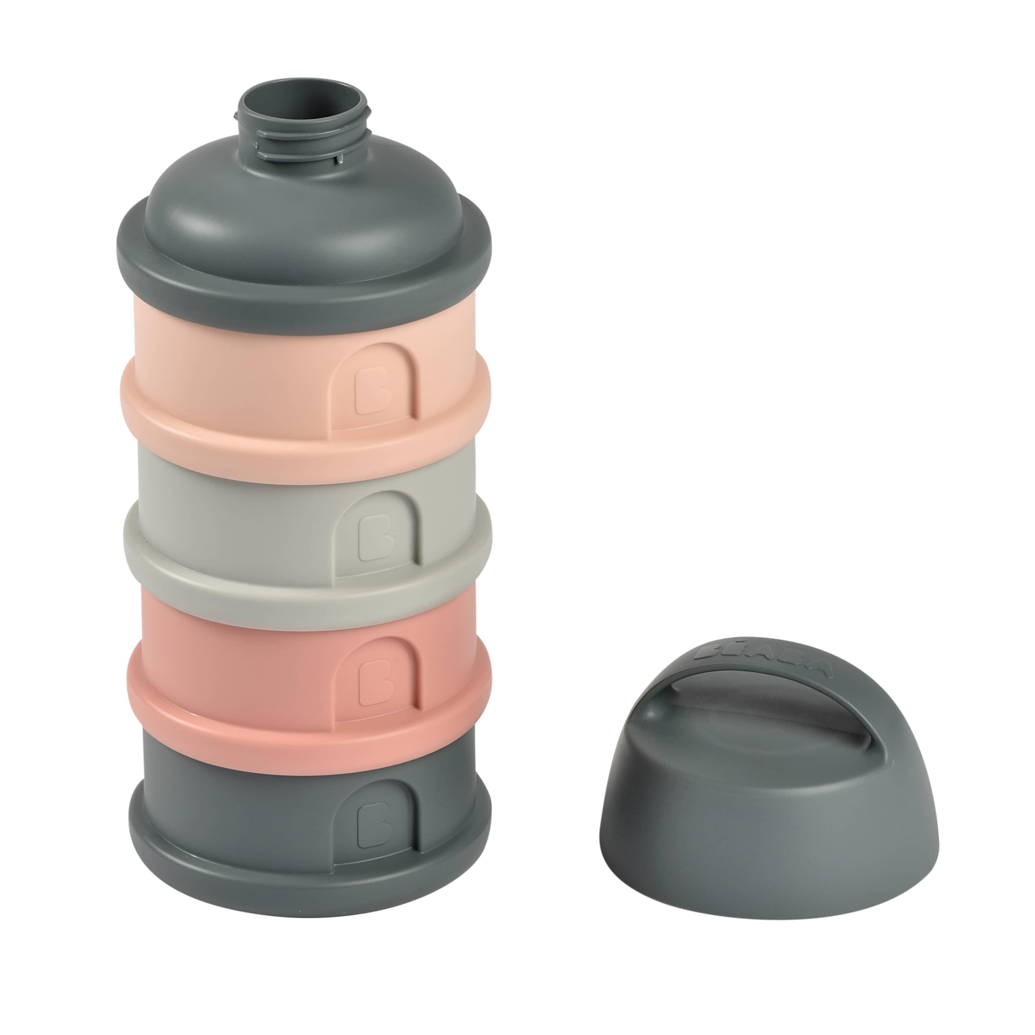4 Katmanlı Süt Tozu Kutusu Ve Atıştırmalık Kabı (Mineral Grey/ Pink)