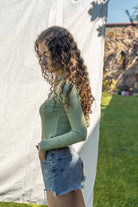 Bed and Beyond-Uzun Kollu Polo Yaka Tshirt - Yeşil-Bluz-2-Milagron.com