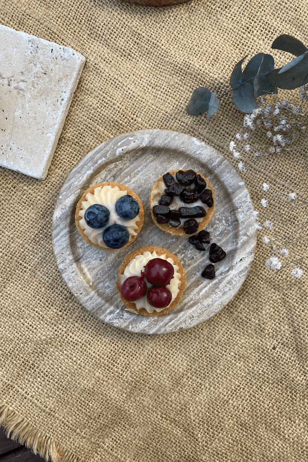 Noche Traverten Minik Yuvarlak Tepsi - 0