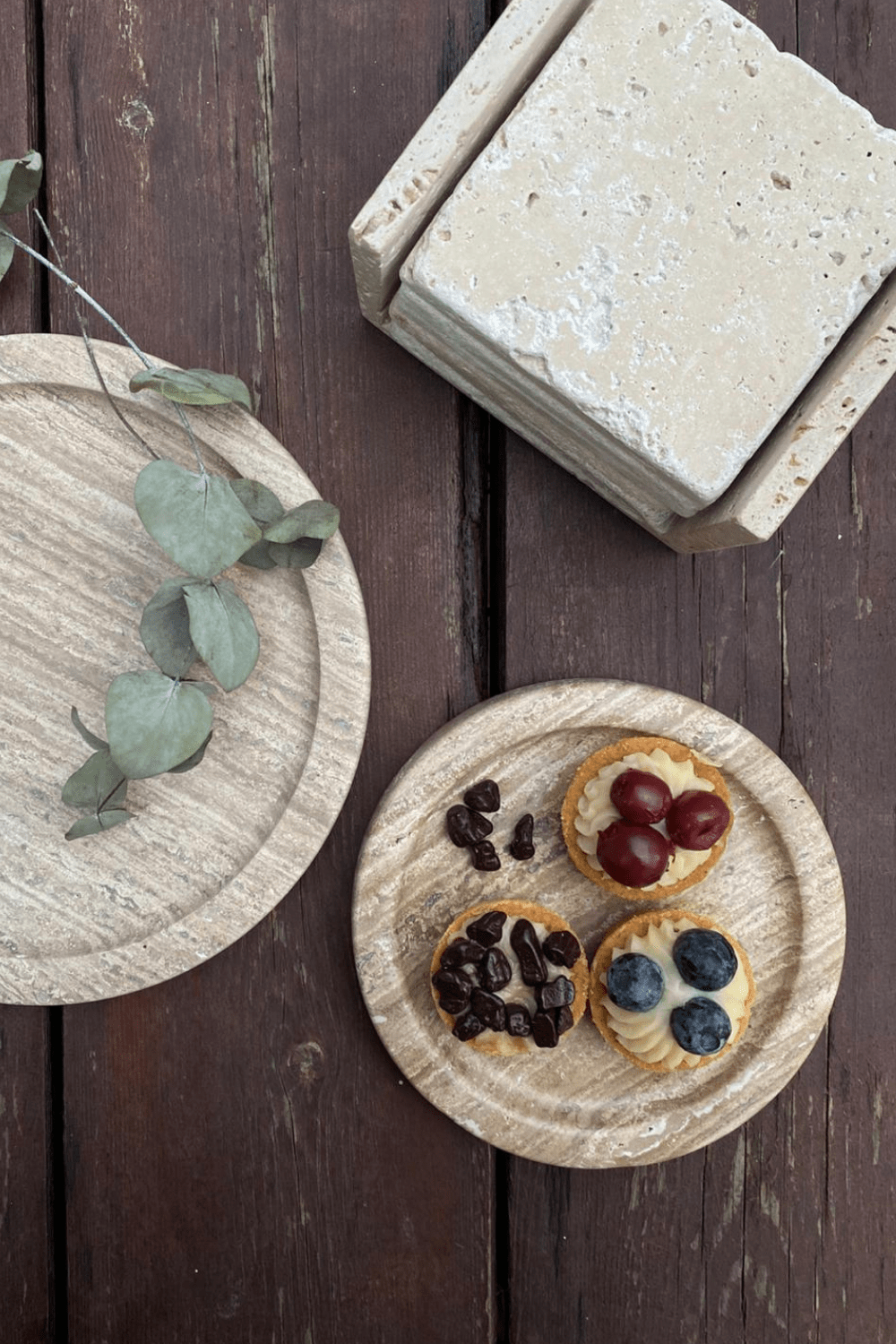 Noche Traverten Minik Yuvarlak Tepsi - 3