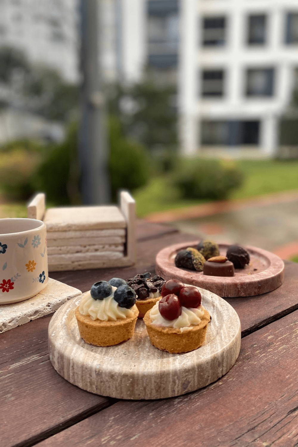 Noche Traverten Minik Yuvarlak Tepsi - 4