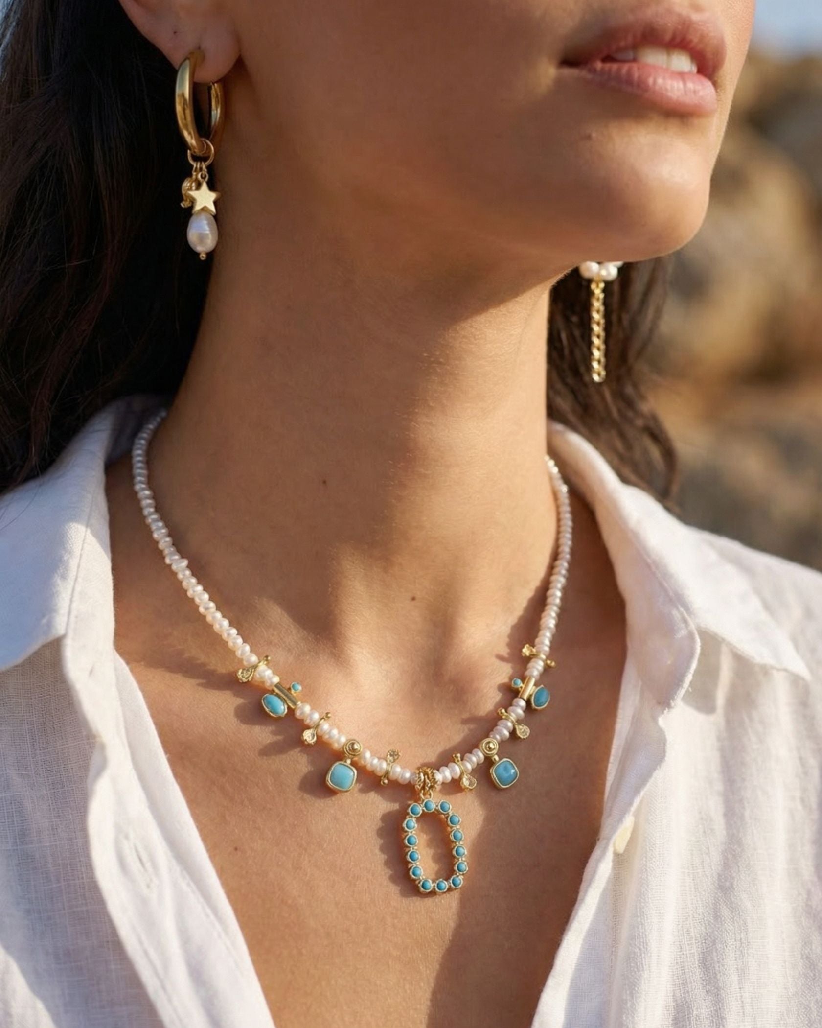 Azure Pearl Earrings