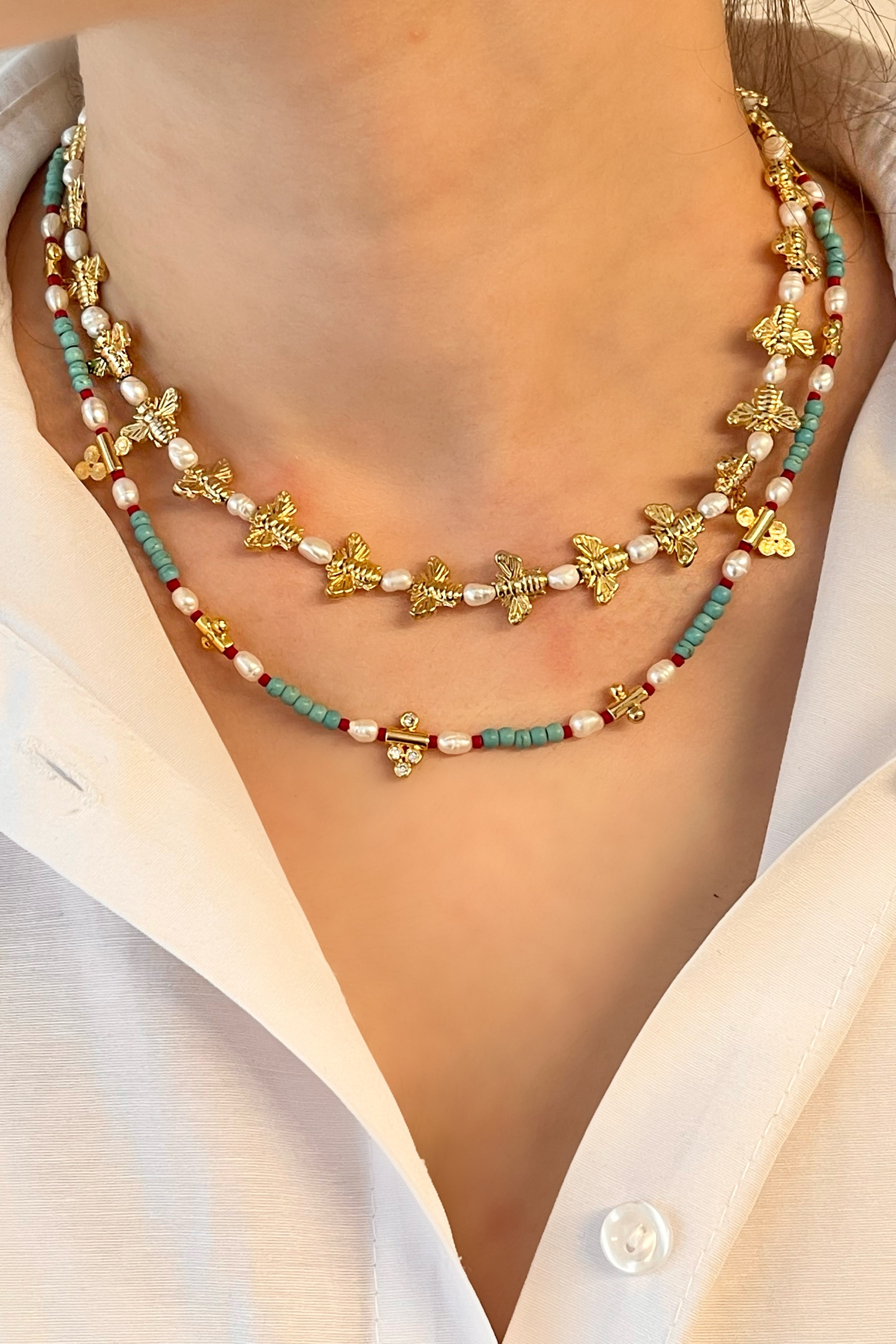 Berrin Özkan-Bee Love Pearl Necklace-Kolye-2-Milagron.com