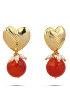 Berrin Özkan-Bonbon Orange Pearl Heart Earrings-Küpe-1-Milagron.com