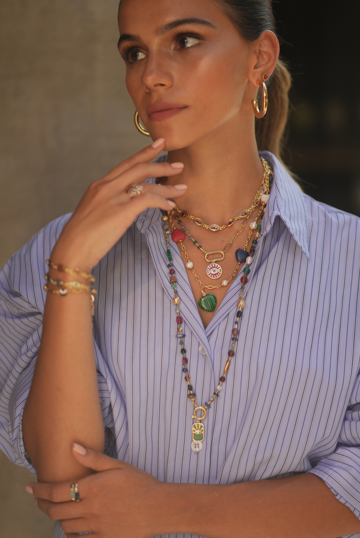 Berrin Özkan-Cleopatra Red Evil Eye Necklace-Kolye-2-Milagron.com