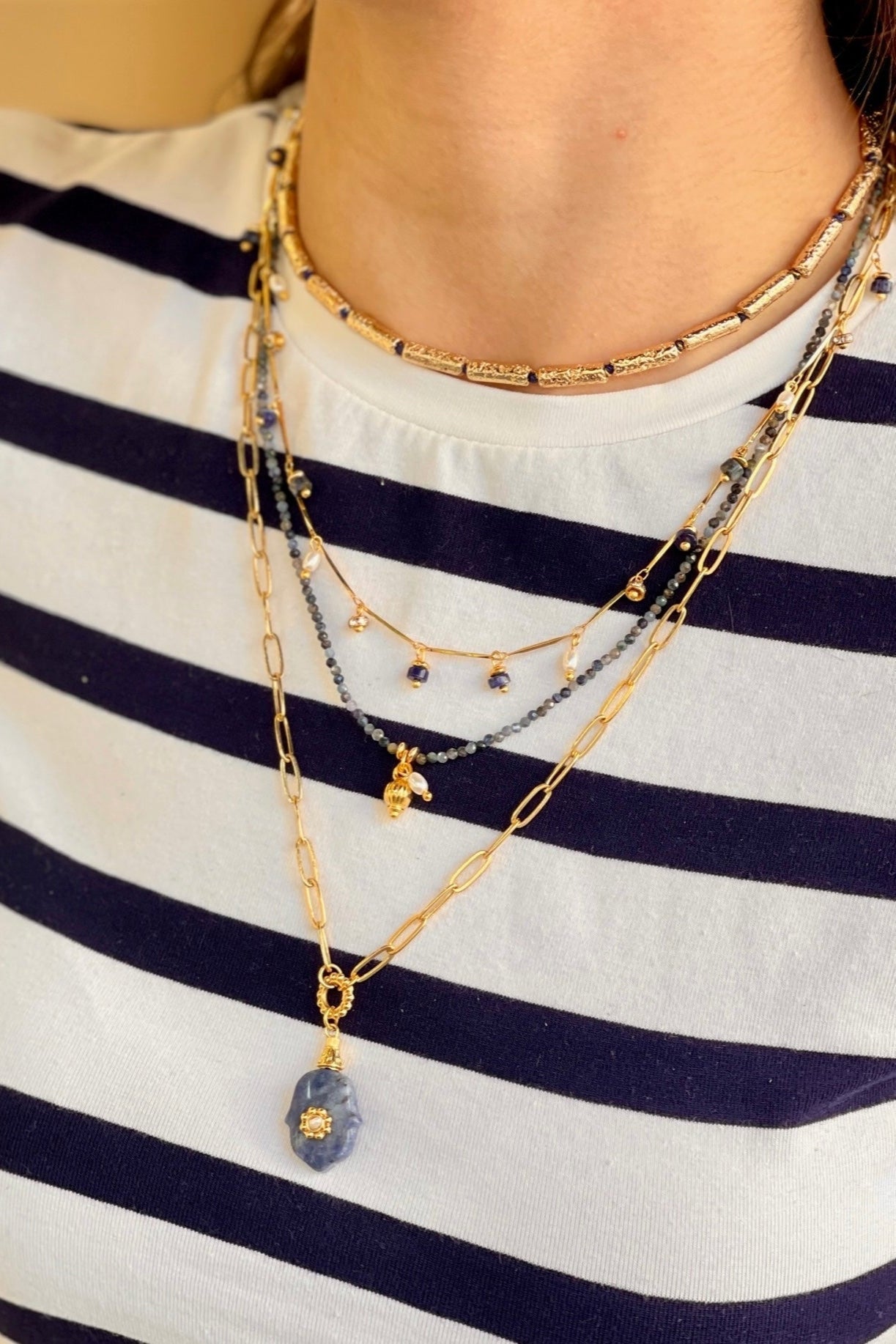 Berrin Özkan-Dancing Disco Lapis Sparkle Necklace-Kolye-2-Milagron.com