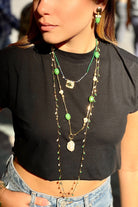 Berrin Özkan-Dancing Disco Malachite Sparkle Long Necklace-Kolye-4-Milagron.com