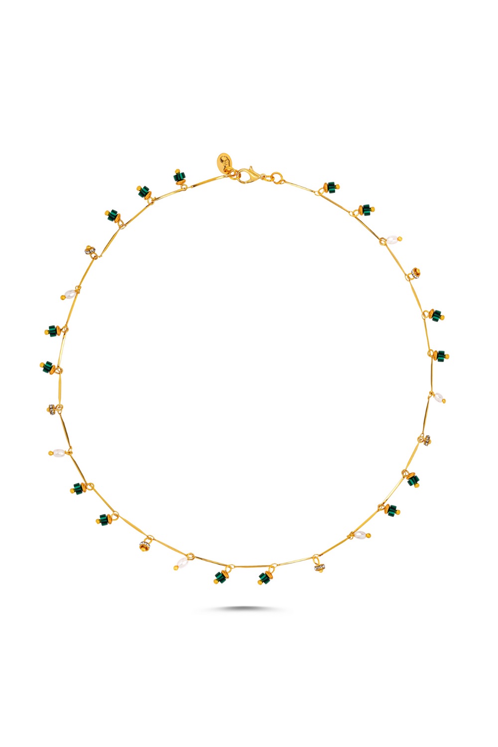 Berrin Özkan-Dancing Disco Malachite Sparkle Necklace-Kolye-1-Milagron.com