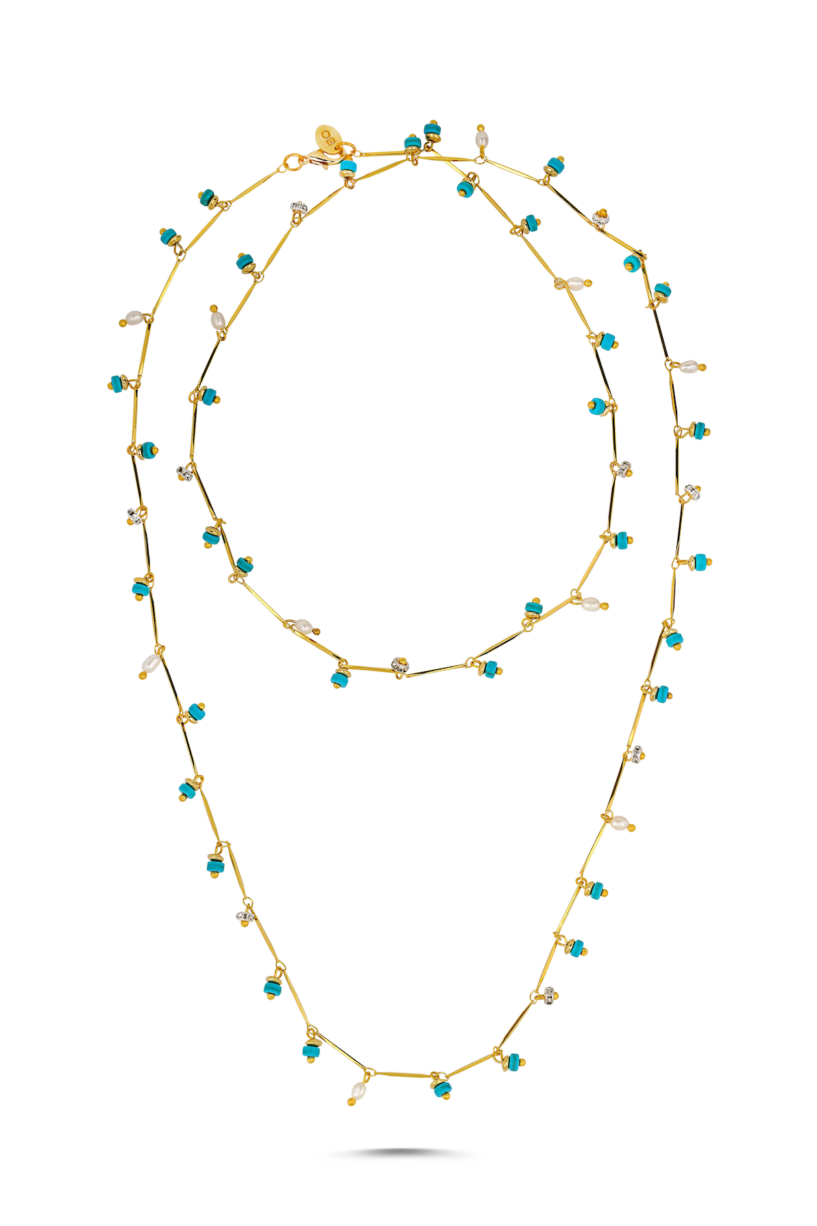 Berrin Özkan-Dancing Disco Turquoise Sparkle Long Necklace-Kolye-1-Milagron.com