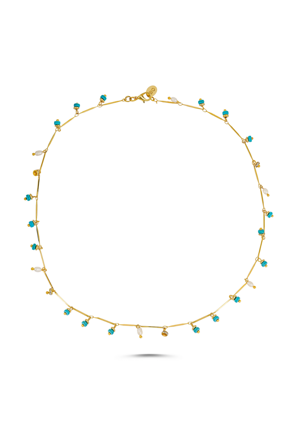 Berrin Özkan-Dancing Disco Turquoise Sparkle Necklace-Kolye-1-Milagron.com