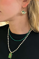 Berrin Özkan-Diana Malachite Pearl Earrings-Küpe-2-Milagron.com