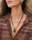 Fortune Lapis Hamsa Charm Necklace