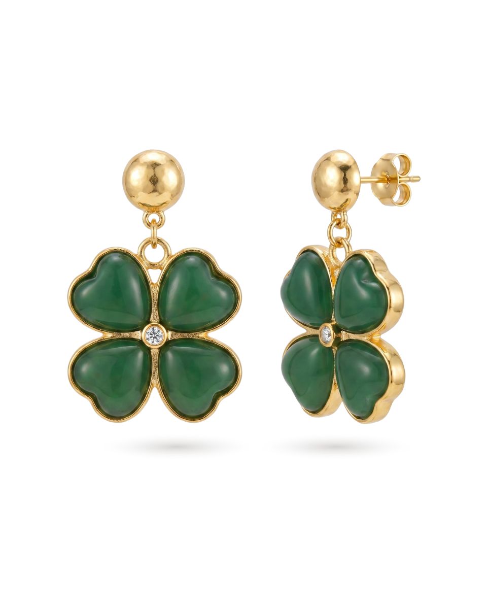 Garden Clover Green Aventurine Earrings