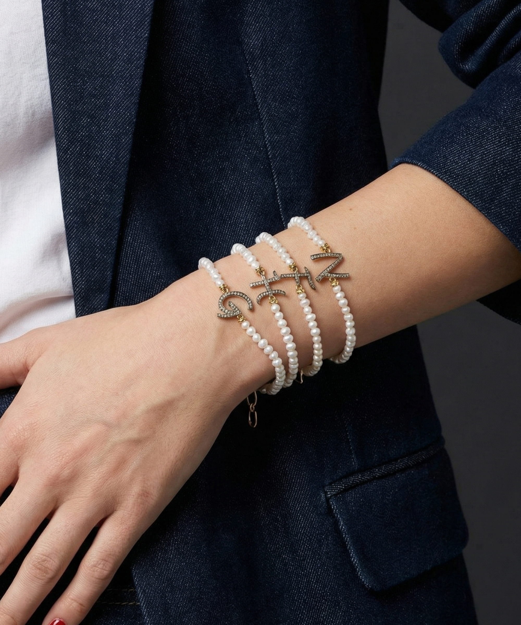 Grace Pearl Letter Bracelet