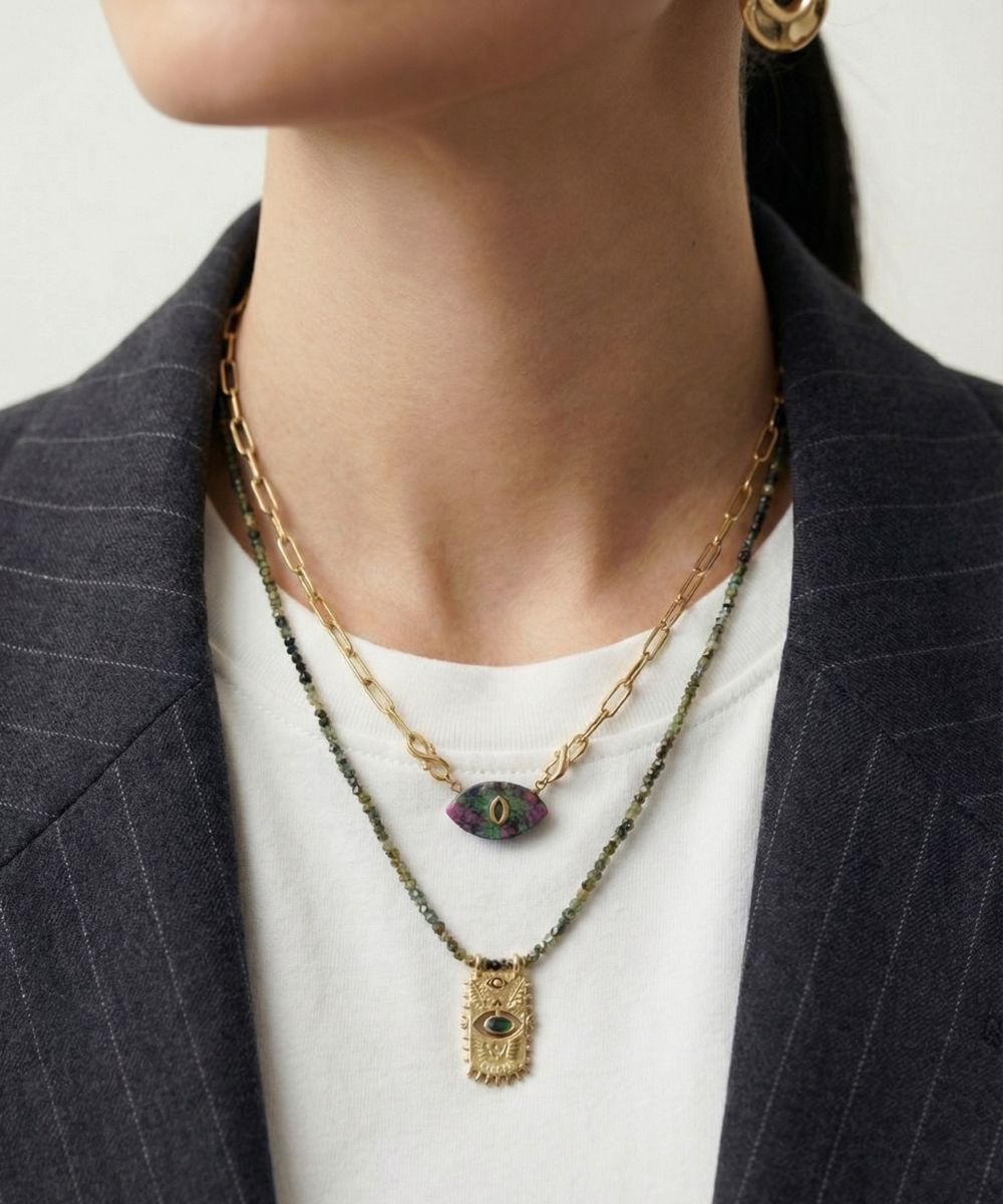 Guardian Eye Ruby Zoisite Necklace - 2
