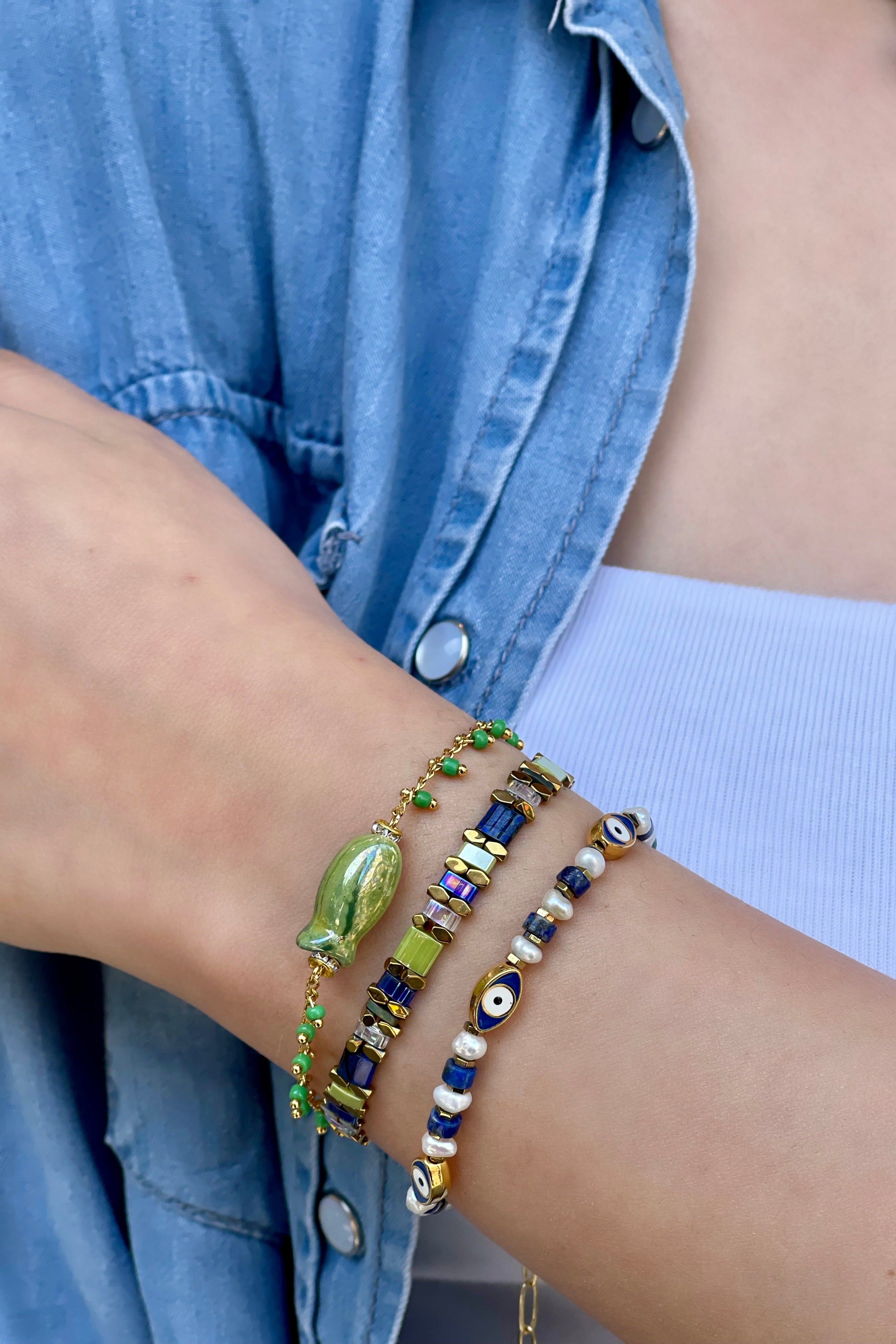 Berrin Özkan-Gypsy Fish Green Bracelet-Bileklik-2-Milagron.com