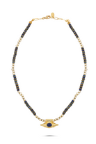 Berrin Özkan-Mystic Eye Lapis Pearl Necklace-Kolye-1-Milagron.com