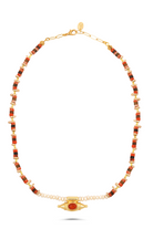 Berrin Özkan-Mystic Eye Orange Pearl Necklace-Kolye-1-Milagron.com