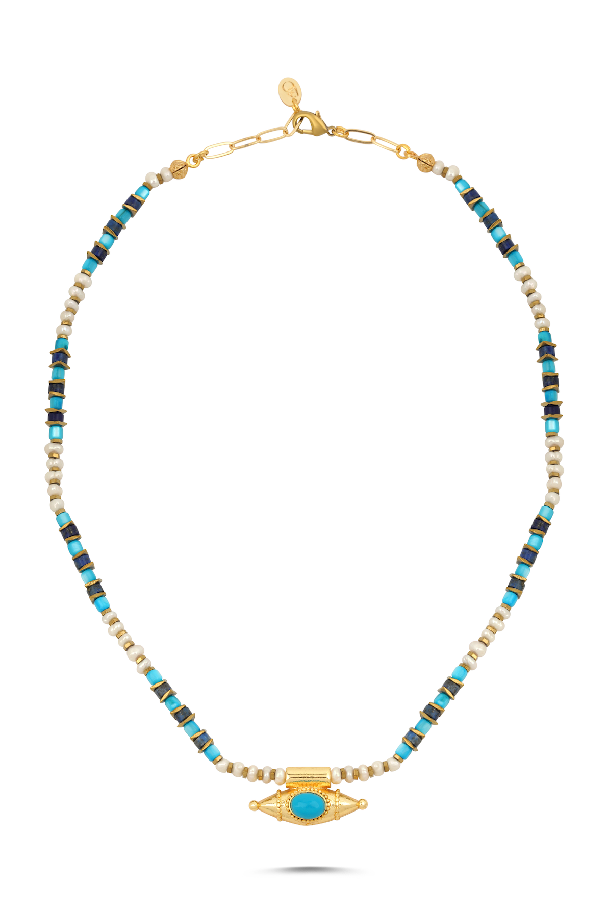 Berrin Özkan-Mystic Eye Turquoise Pearl Necklace-Kolye-1-Milagron.com
