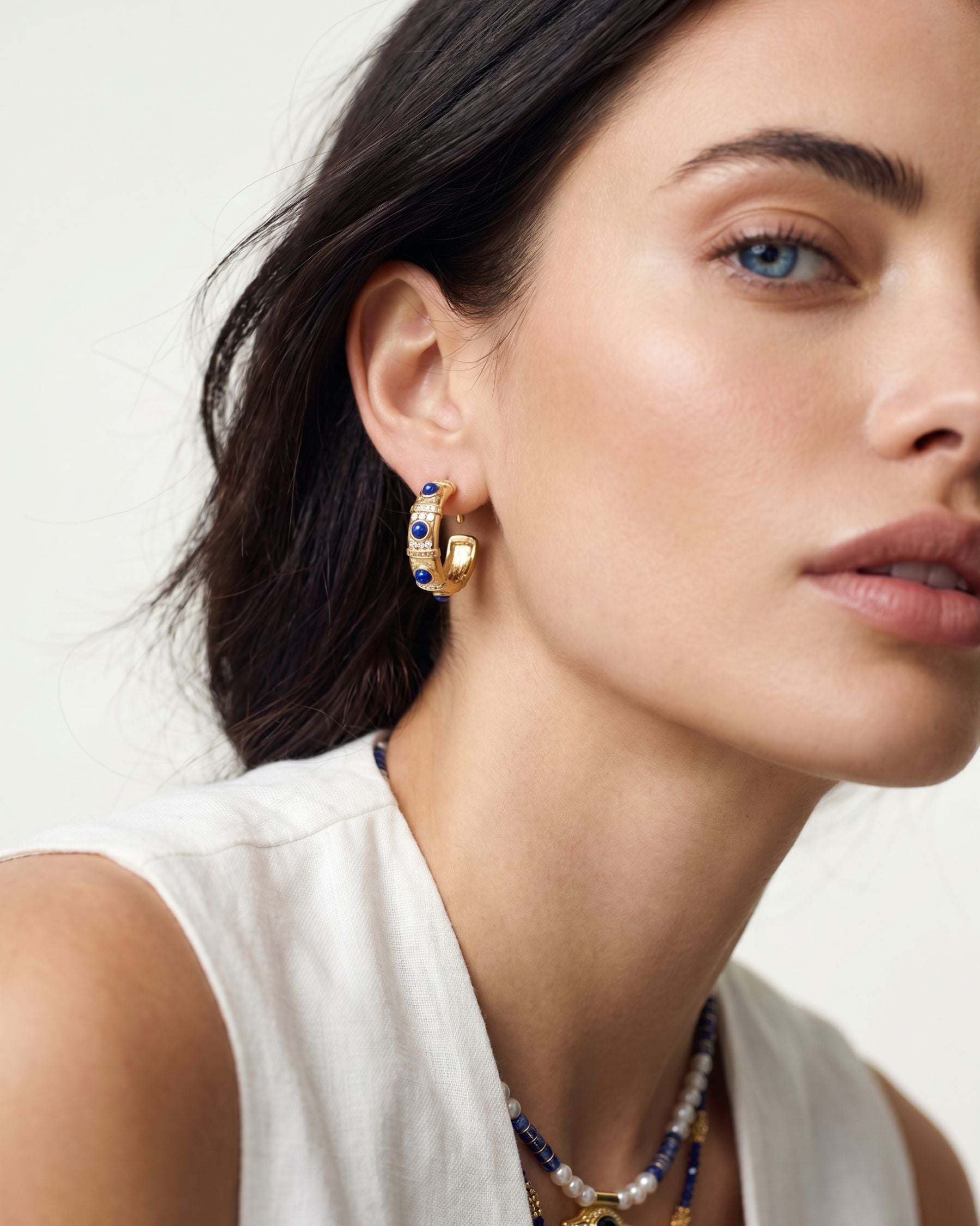 Nocturne Lapis Hoop Earrings