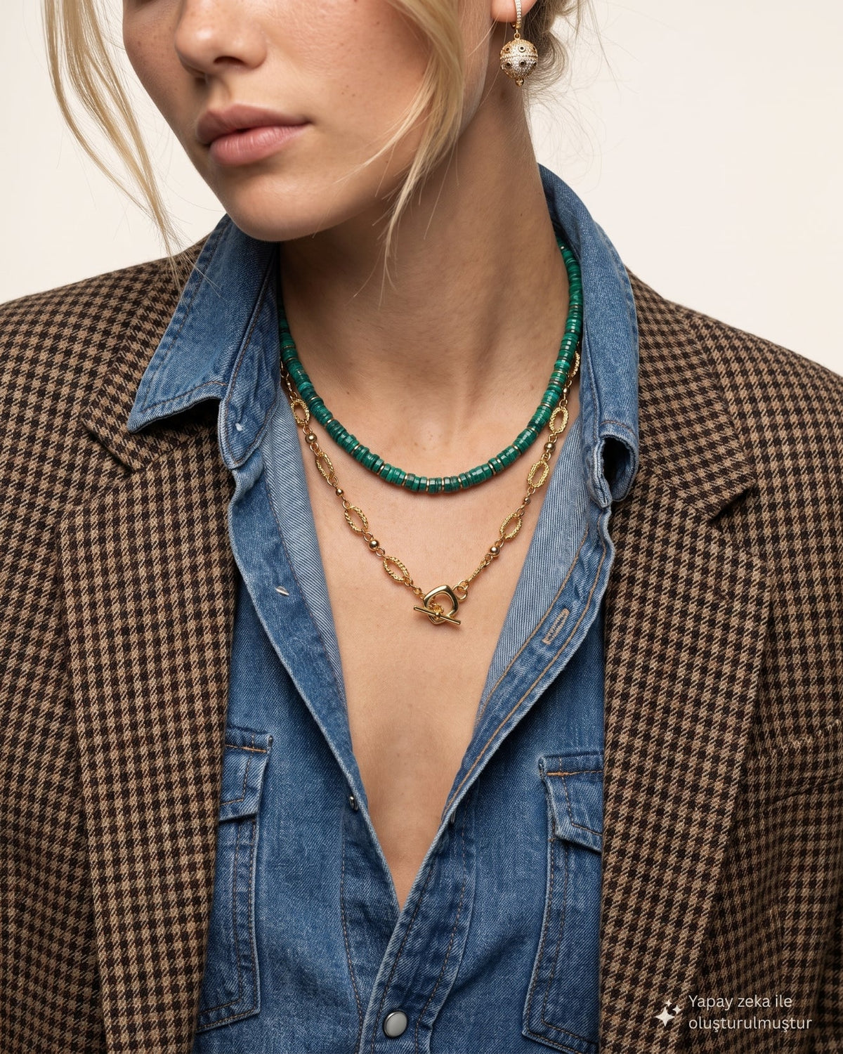 Solene Malachite Disc Necklace