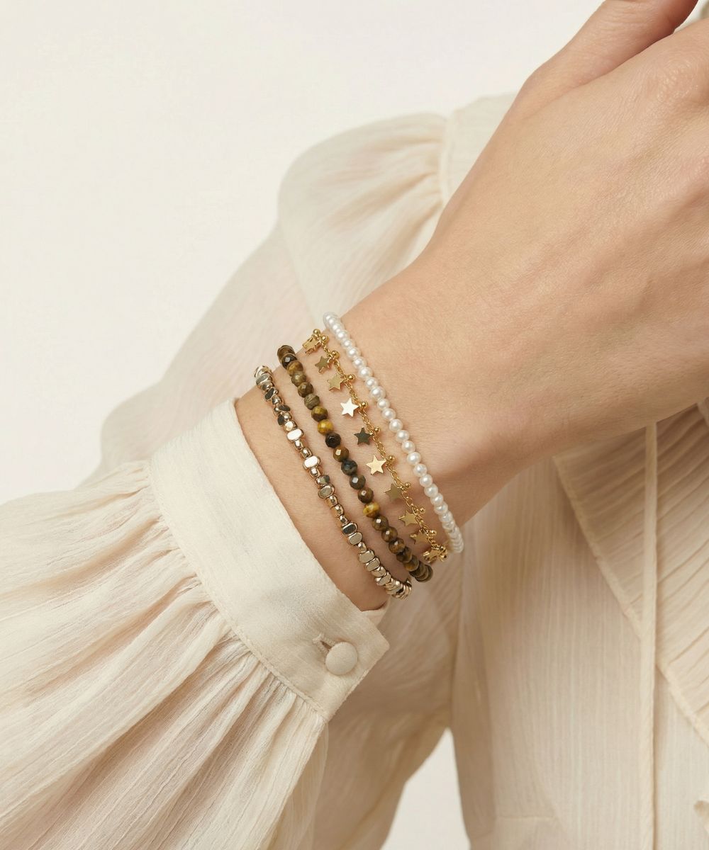 Stella Tiger Eye Pearl Bracelet