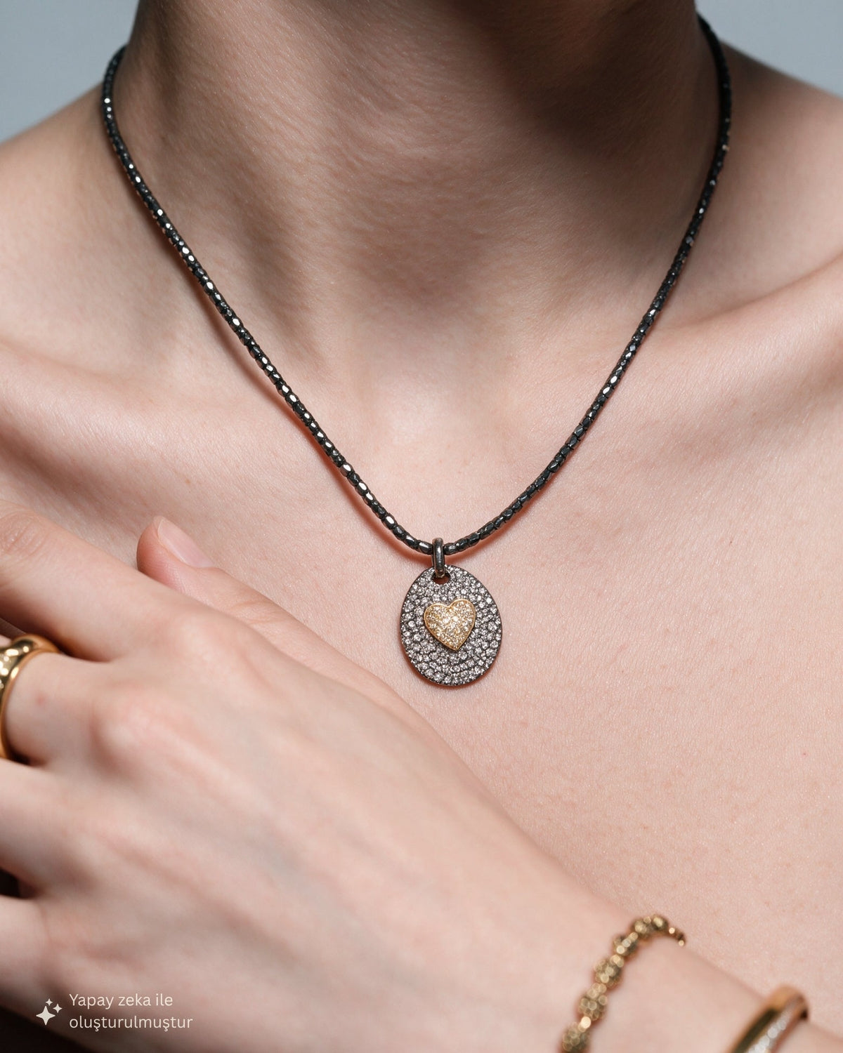 Valentina Hematite Heart Necklace