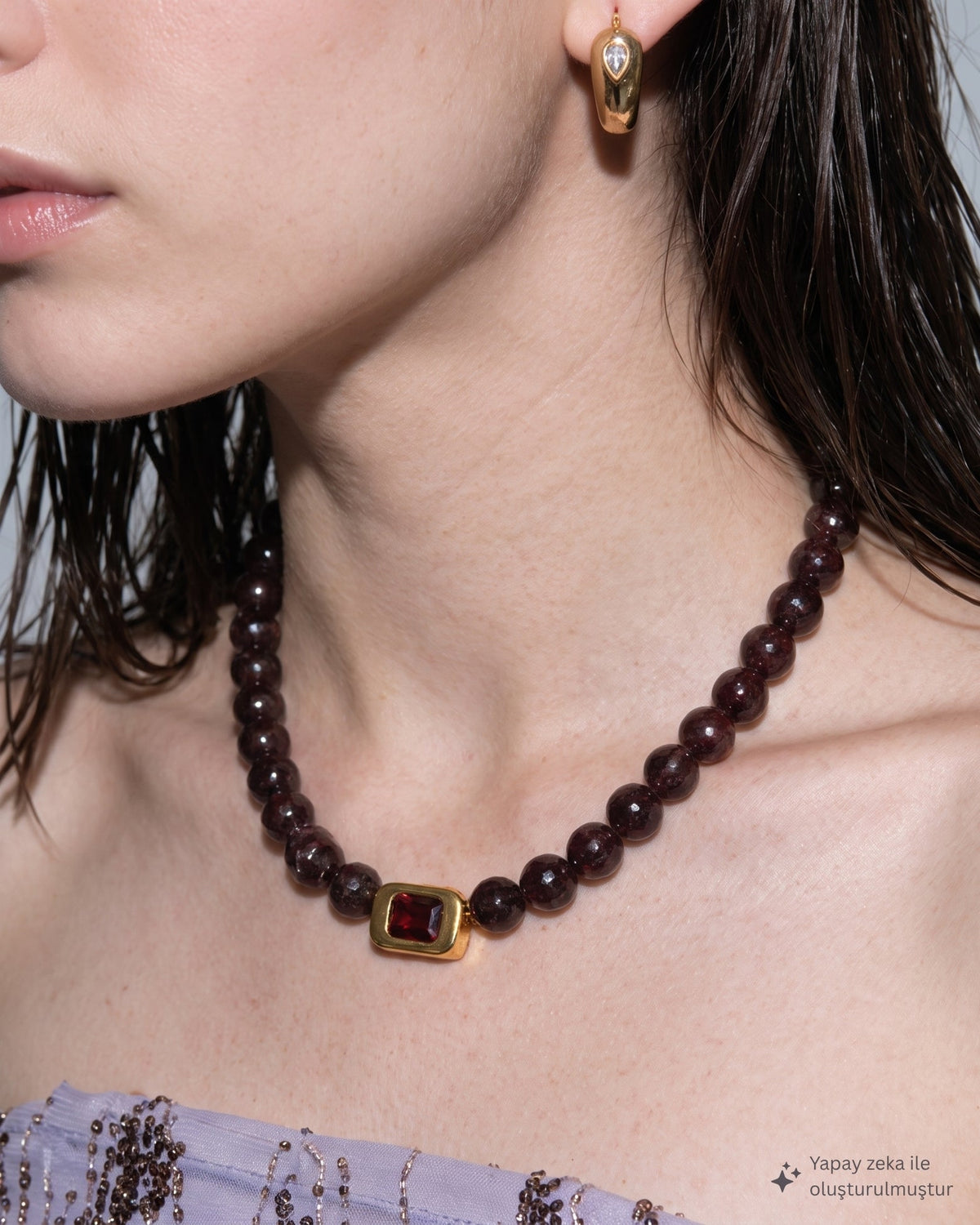 Vivienne Garnet & Red Crystal Necklace