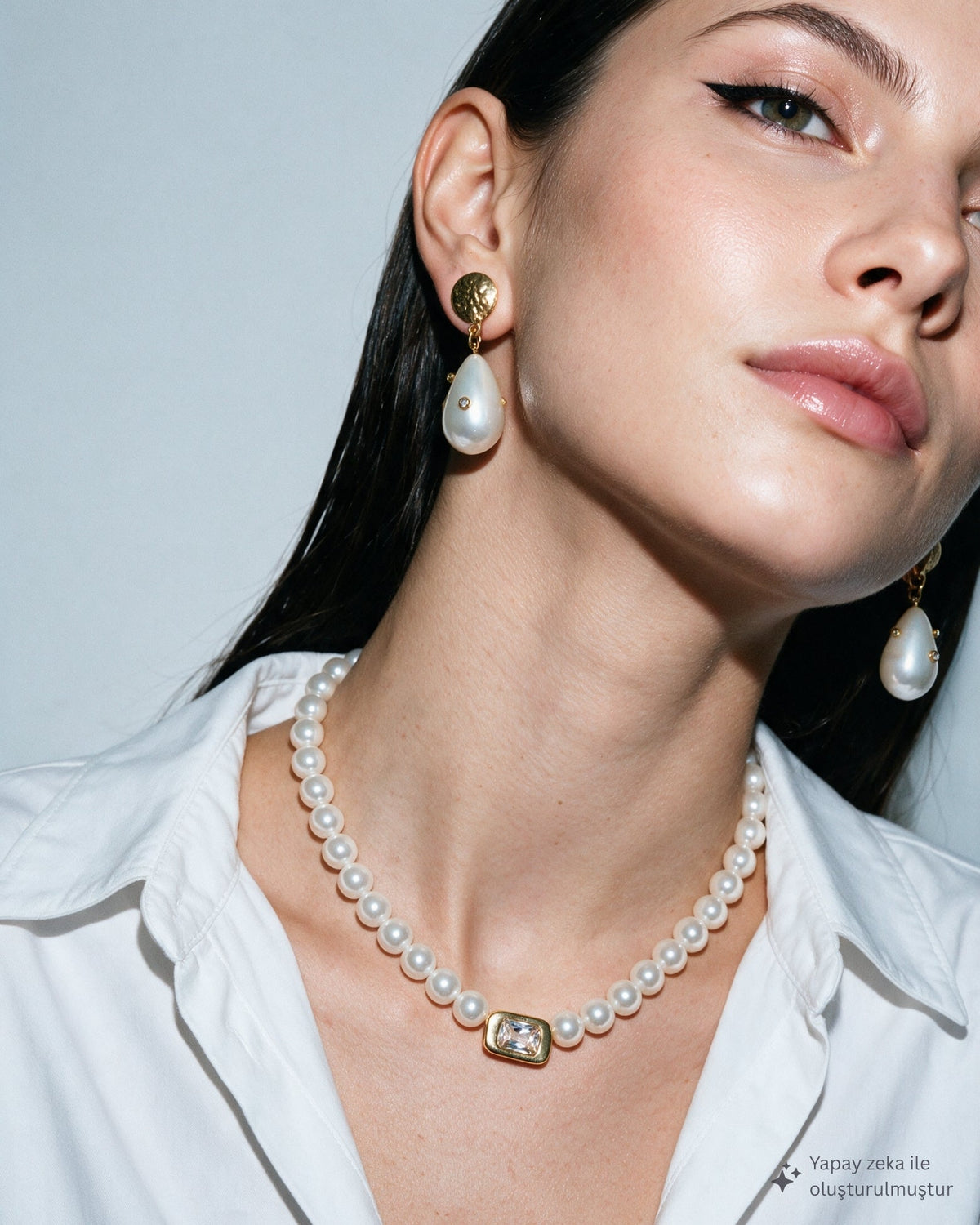 Vivienne Pearl & Clear Crystal Necklace