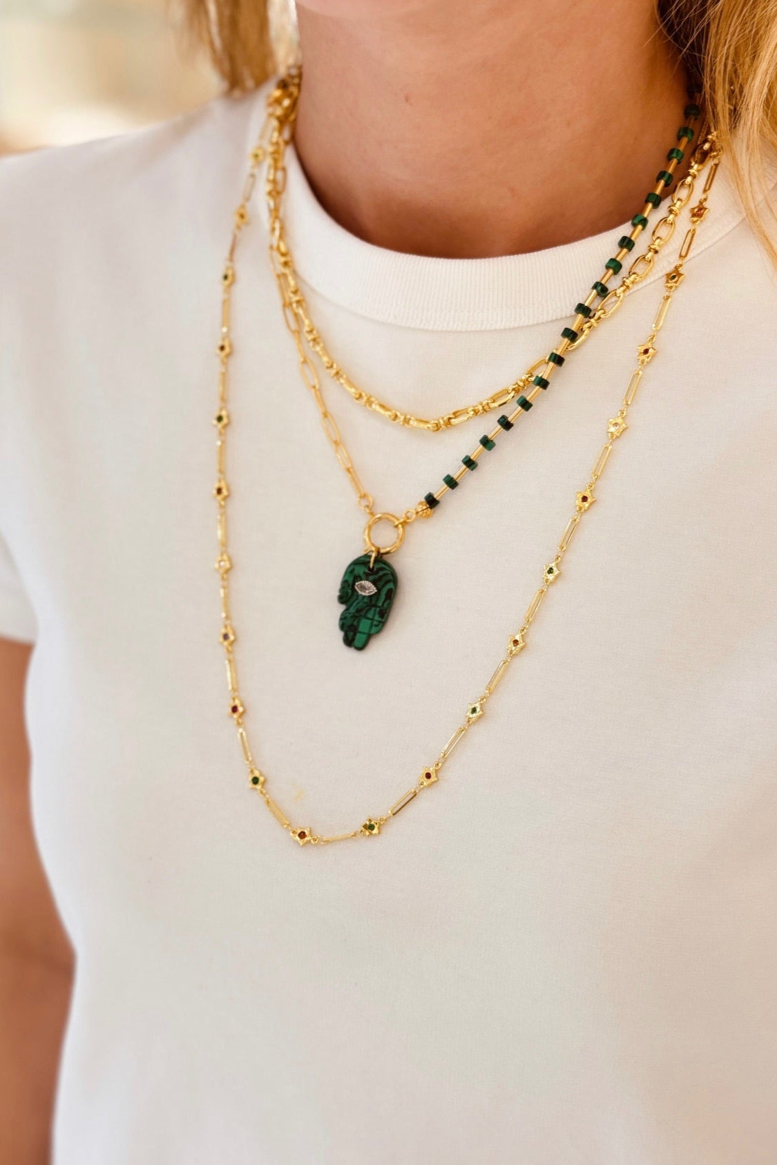 Berrin Özkan-Your Side Malachite Hamsa Necklace-Kolye-2-Milagron.com