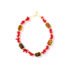 Berrin özkan-Desert Coral Red Natural Stone Tiger Eye Necklace-Necklaces-1-Milagron.com