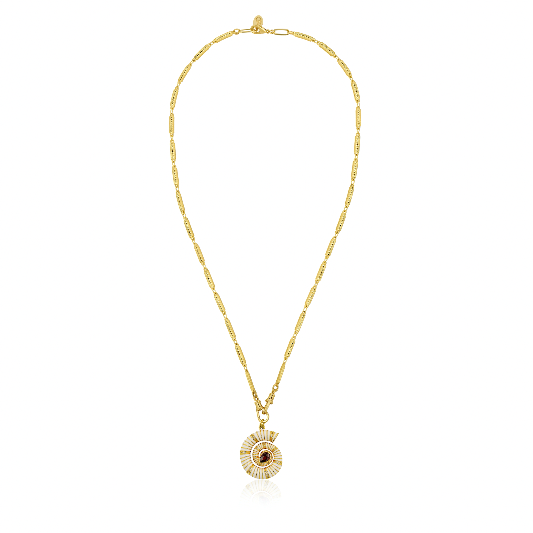 Berrin özkan-Helios Spiral White Chain Necklace-Necklaces-1-Milagron.com