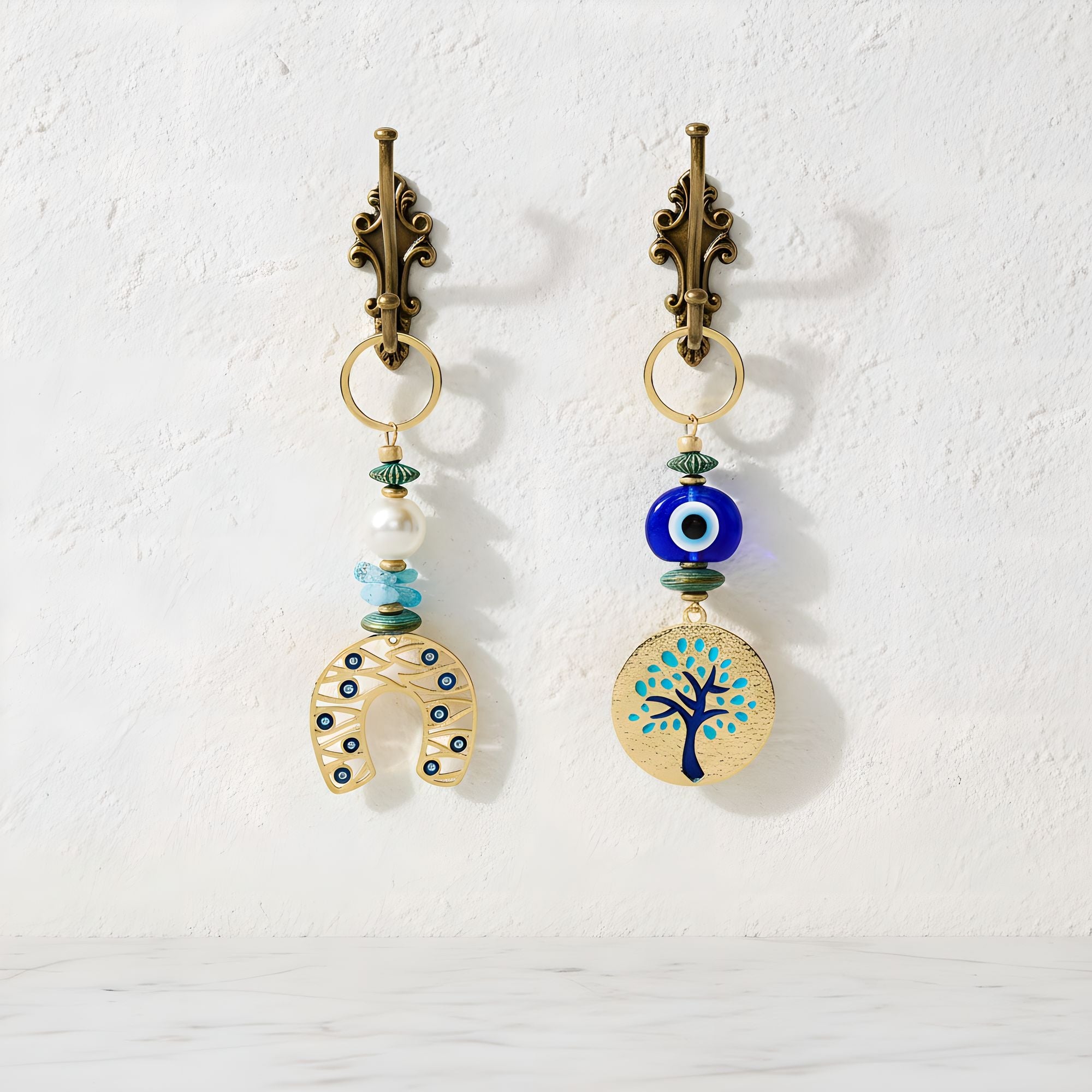 Berrin özkan-Kismet Navy Horseshoe Keychain / Bag Charm-Key Chain-2-Milagron.com