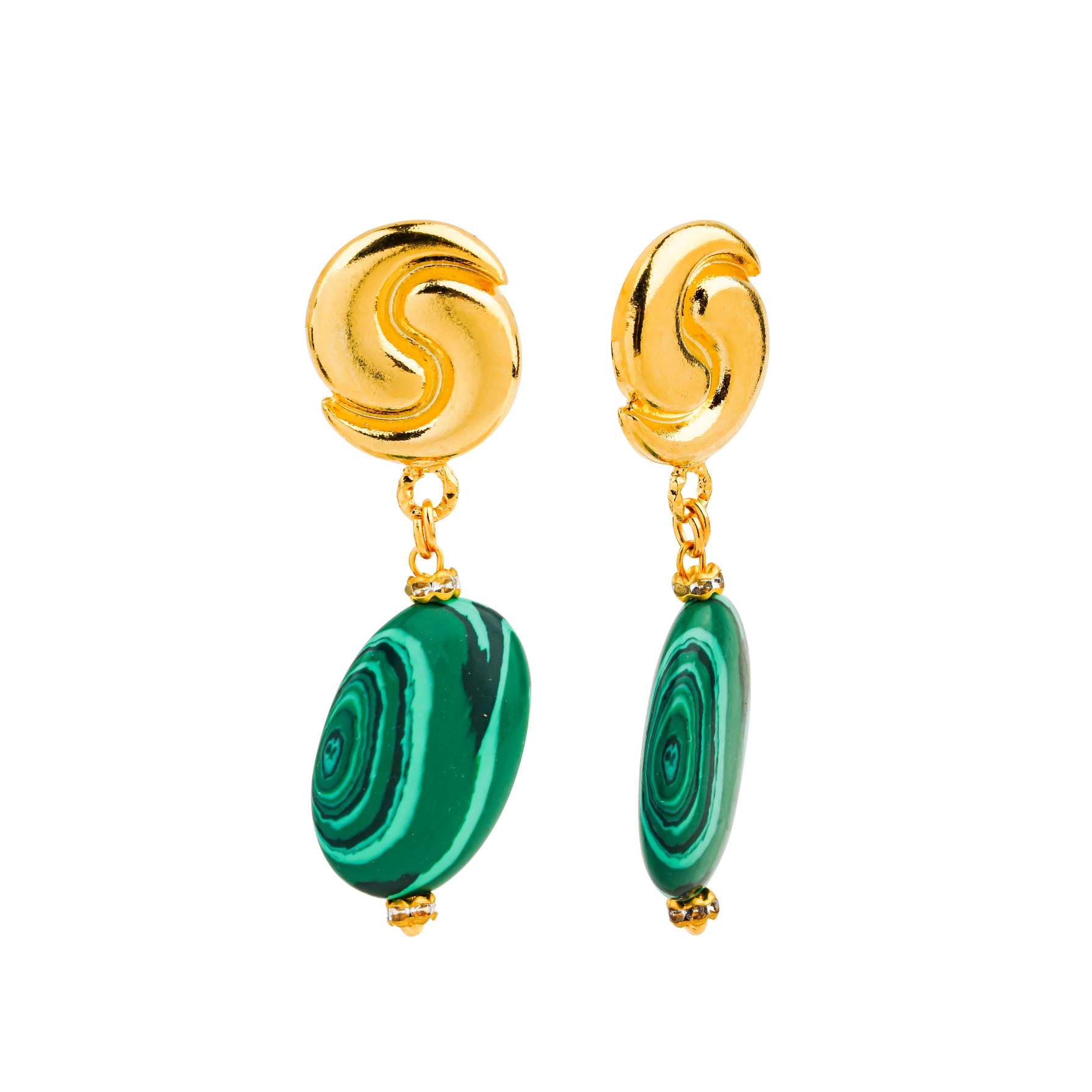 Berrin özkan-Luna Malachite Earrings-Earring-1-Milagron.com
