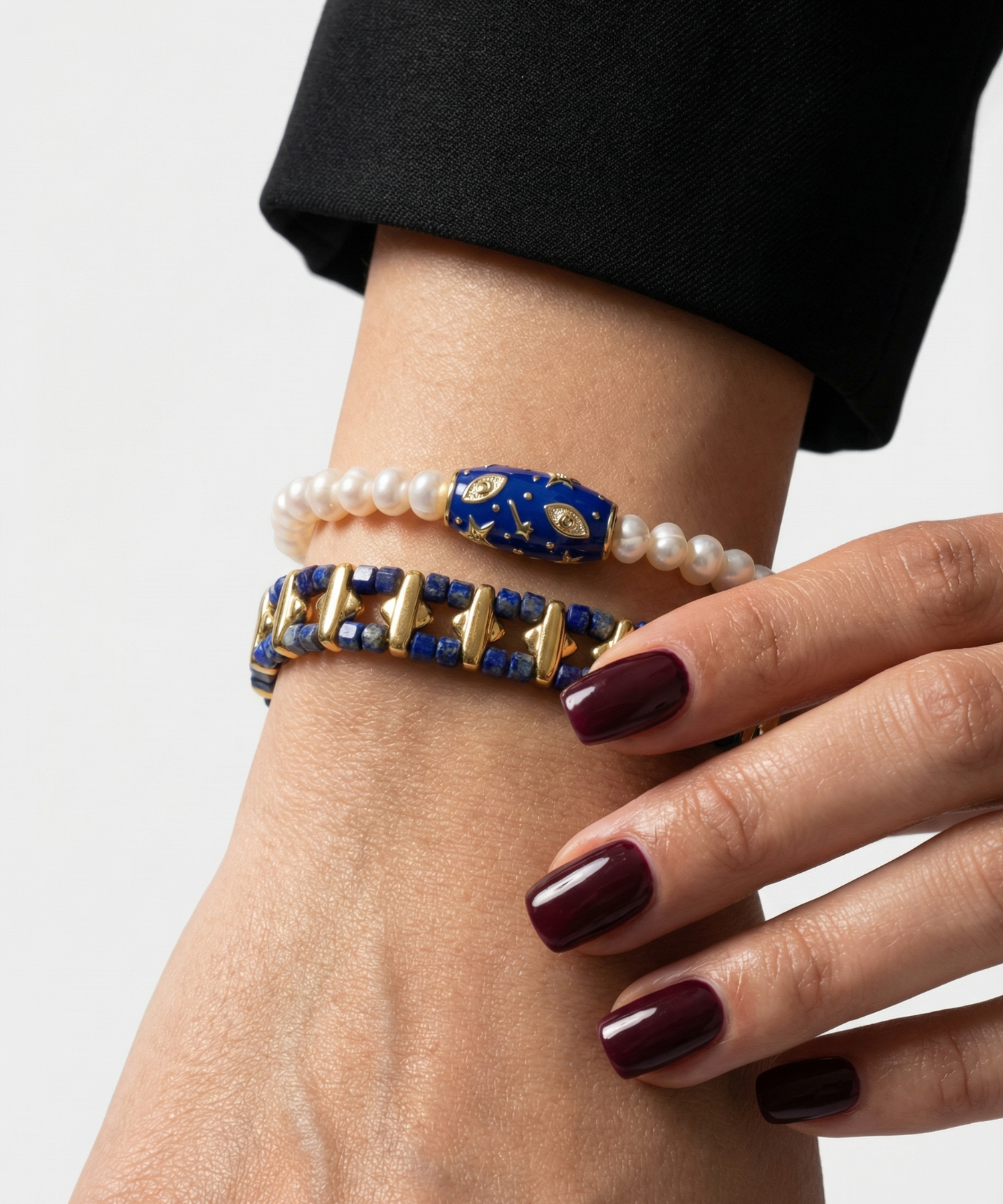 Berrin özkan-Pearl Galaxy Navy Bracelet-Bracelet-2-Milagron.com