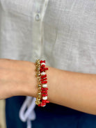 Berrin özkan-Sunset Coral Red Natural Stone Pearl Bracelet-Bracelet-2-Milagron.com
