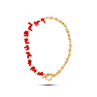 Berrin özkan-Sunset Coral Red Natural Stone Pearl Necklace-Necklaces-1-Milagron.com