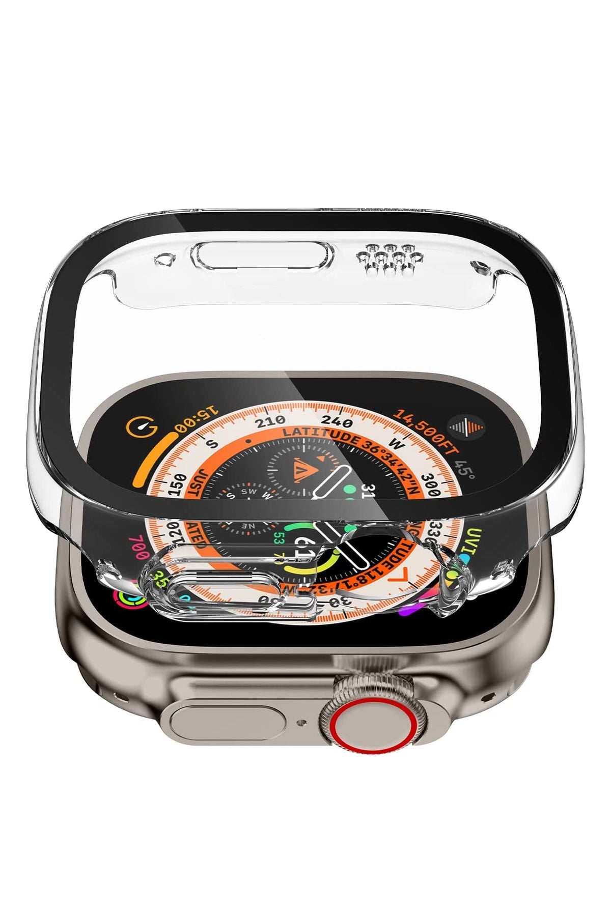 Apple Watch Ultra Uyumlu Ekran Koruyucu Kasa Tuş Korumalı Şeffaf