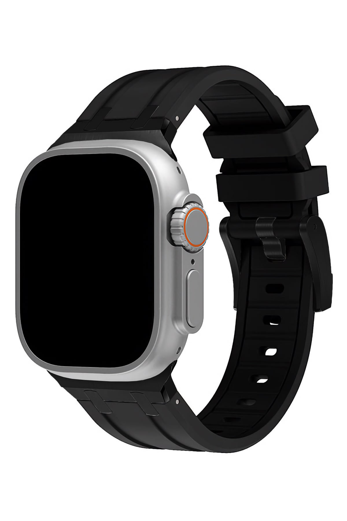 Apple Watch Ultra Uyumlu Royal Loop Rubber Kordon Black Coal