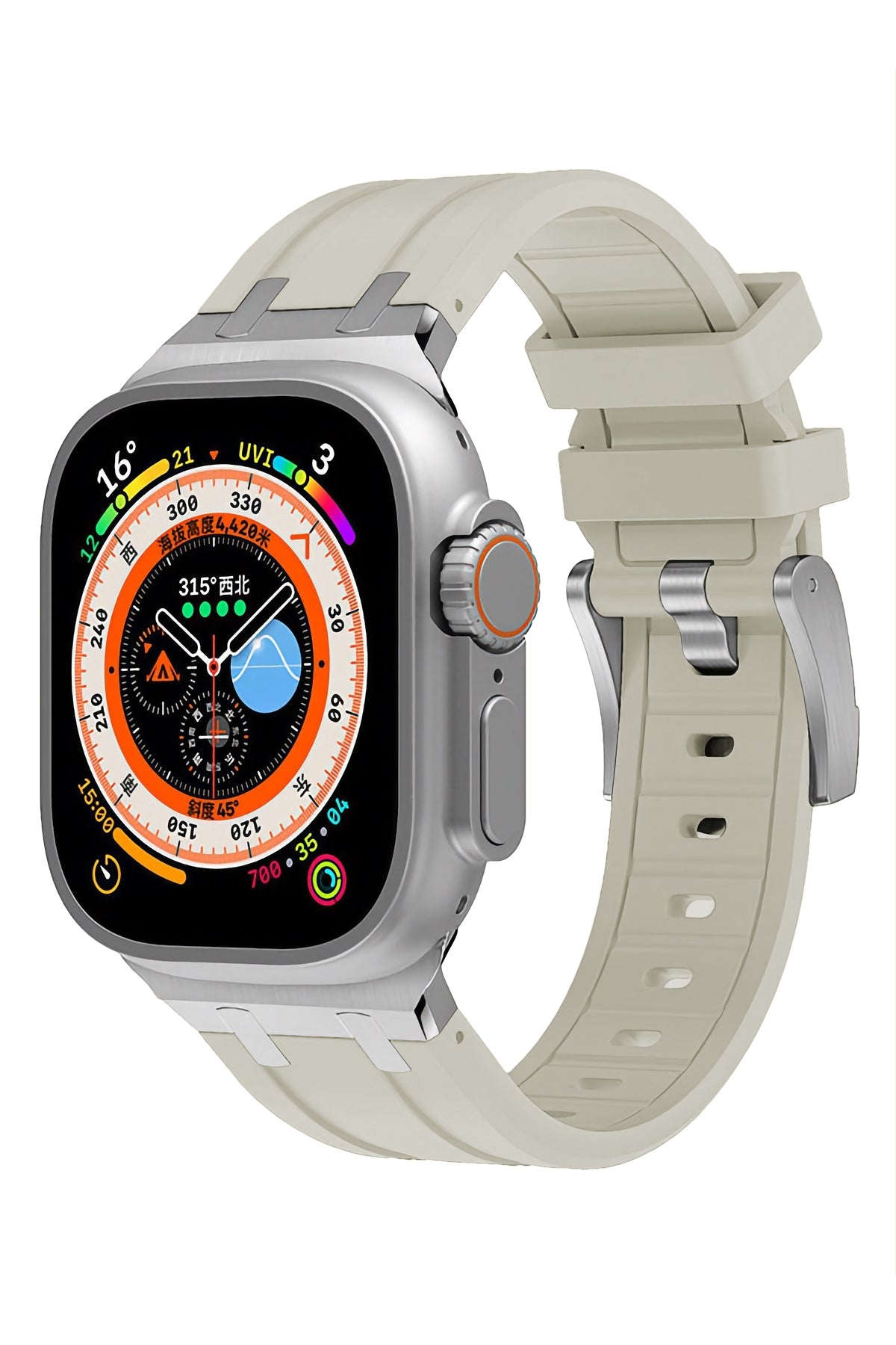 Apple Watch Ultra Uyumlu Royal Loop Rubber Kordon Foggy