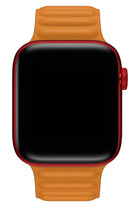 Apple Watch Uyumlu Baklalı Deri Loop Kordon Peel Turuncu